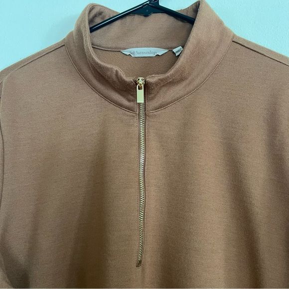 Soft Surroundings Hazelnut Brown Quarter Zip Marlowe Pullover Sweatshirt size 1X - Picture 4 of 8